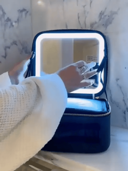 KIT beauty Maleta de Maquillaje LED+Masajeador Facial