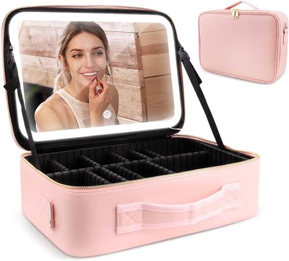 KIT beauty Maleta de Maquillaje LED+Masajeador Facial